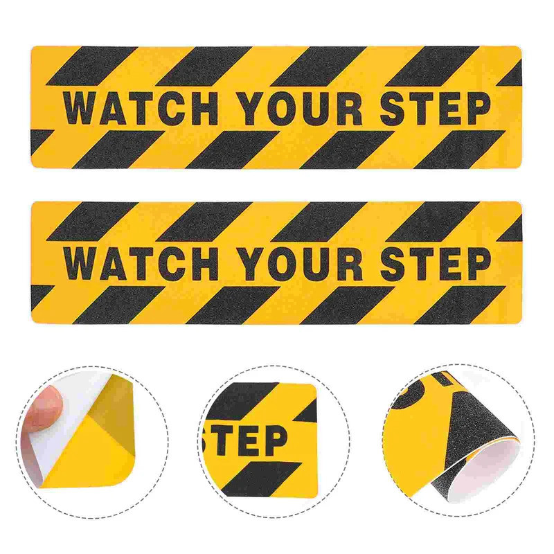 2PCS Tape Step Watch Your Warning Sign Slip Floor Anti Caution Sticker ...
