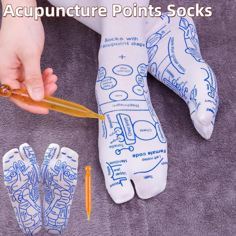 Acupuncture Points Socks Foot Massage Acupoint Illustrated Socks Relax ...