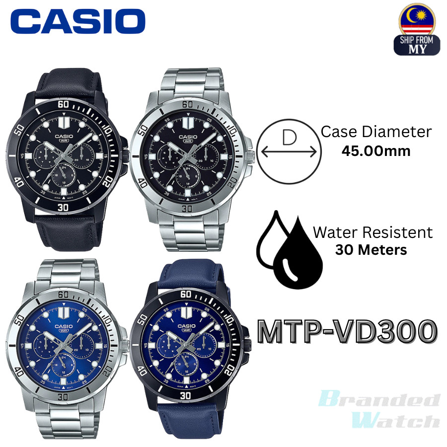 CASIO MTP-VD300 WATCH MEN WATCH Multifunction Quartz LELAKI JAM TANGAN ...