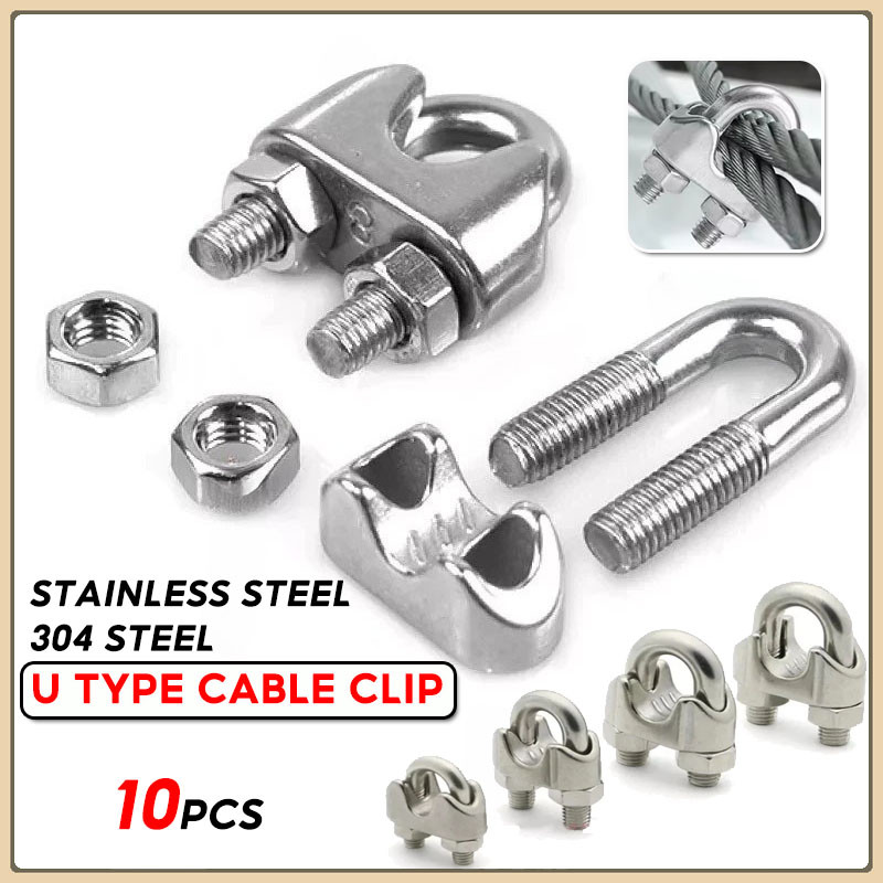 M2 M3 M4 M5 10pcs Wire Rope Clip Stainless Steel 304 Steel U Type Cable ...
