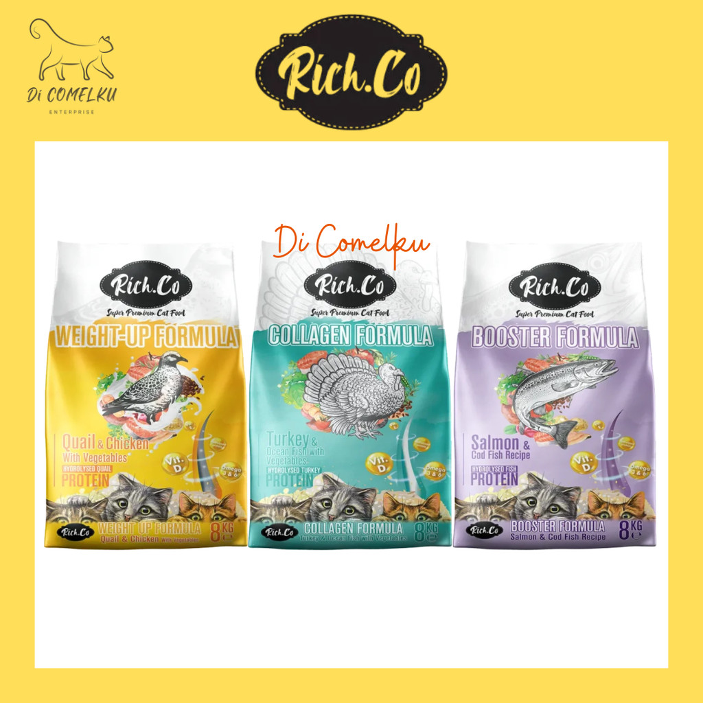 (8kg) Rich Co Dry Cat Food Booster Formula | Collagen Formula | Weight ...