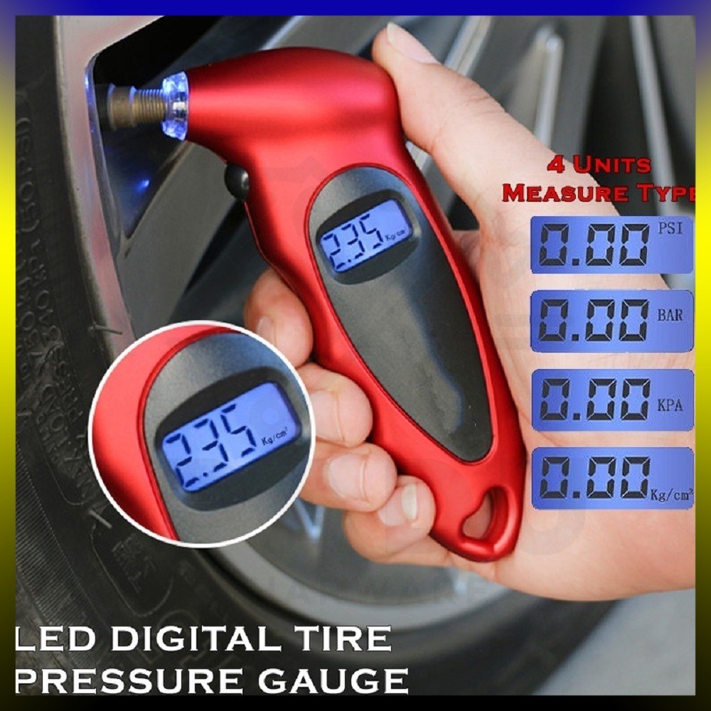 LCD Digital Tire Tyre Air Pressure Gauge Meter Tester Detection Tool ...