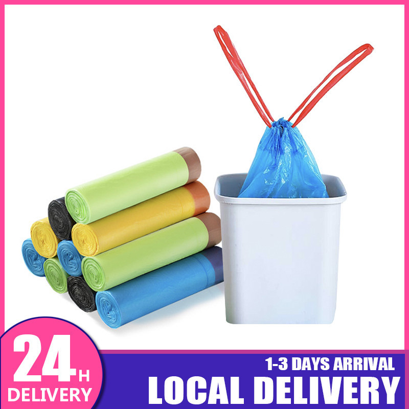 (15 Pcs )1Roll Rubbish Bag 45cm x 50cm With String Home Office Cleaning ...