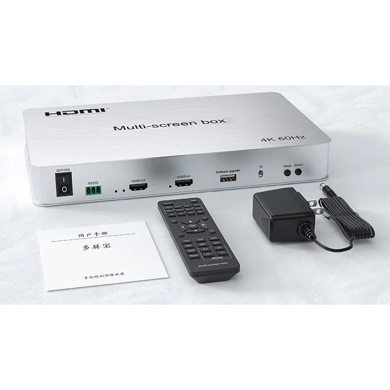 4K 60Hz 2x2 Multi Screen Splicing Box 1x2 1x3 1x4 3 4 TV Splicer Video ...