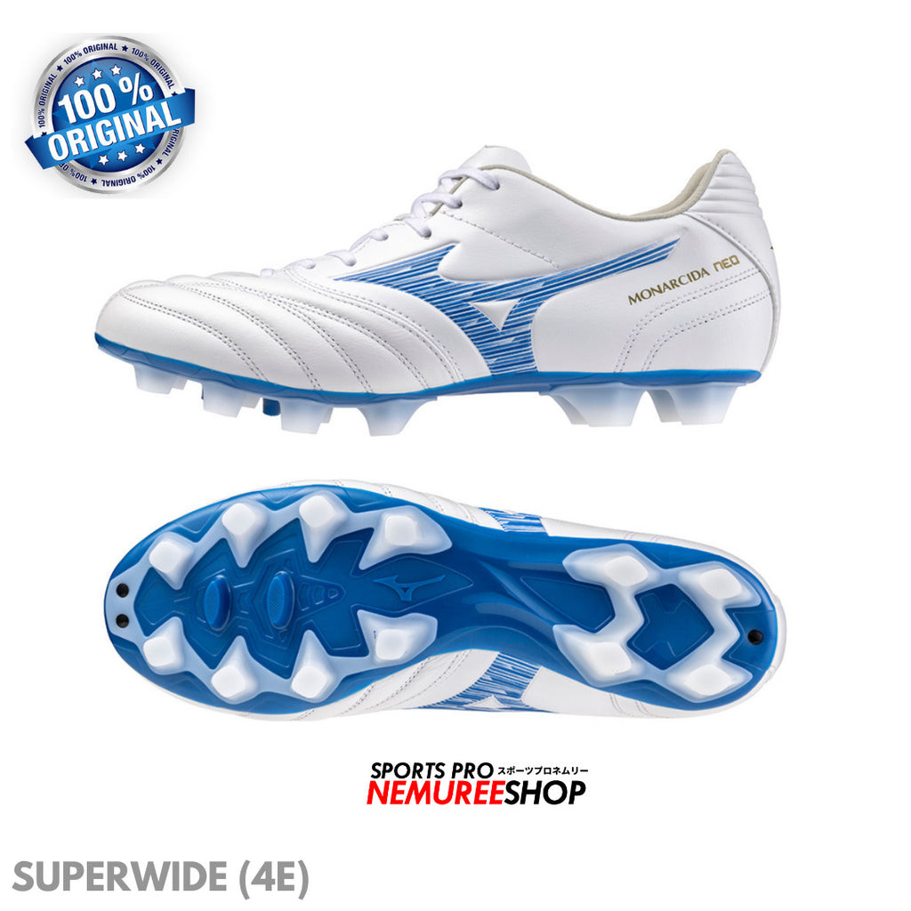 MIZUNO Football Shoes MONARCIDA NEO 3 SW KL (WHITE/LASER BLUE/GOLD