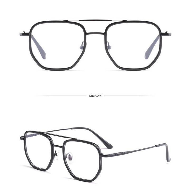 Ultra Light Pure Titanium Glasses Frame Retro Double Beam Eyeglasses ...