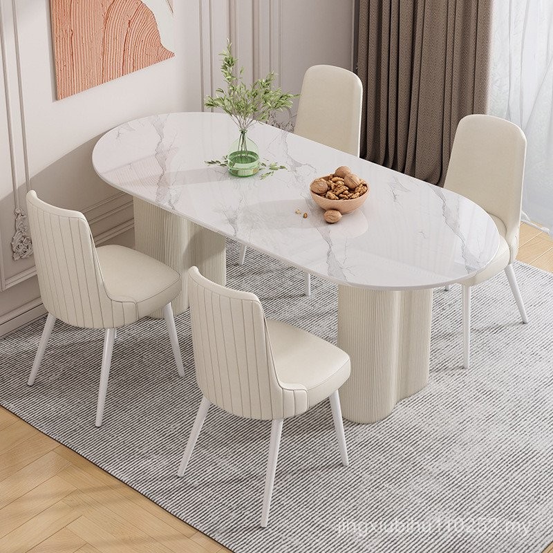 Modern Minimalist Stone Plate Dining Table and Chair Home Living Room