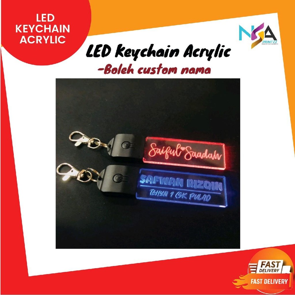 LED Light Keychain Custom Nama | Shopee Malaysia