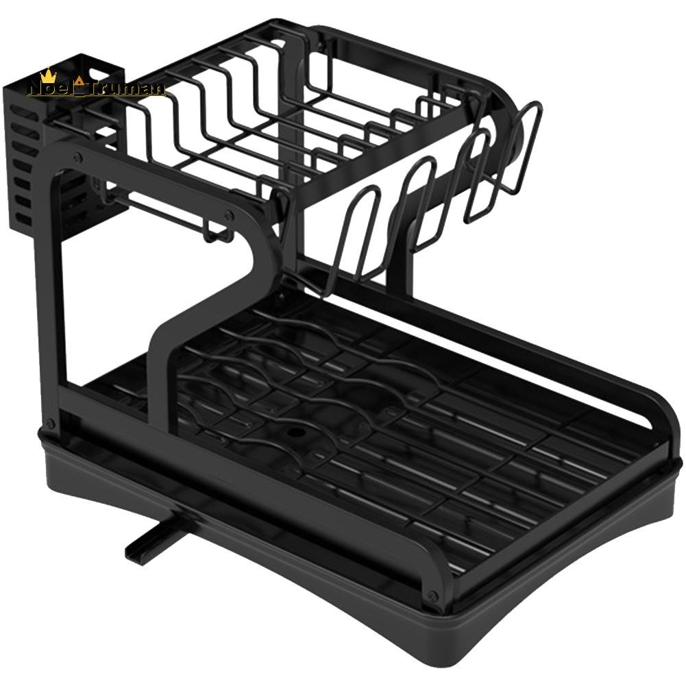 Dish Drying Rack for Kitchen Counter, 2-Tier Drainboard Set with Double ...