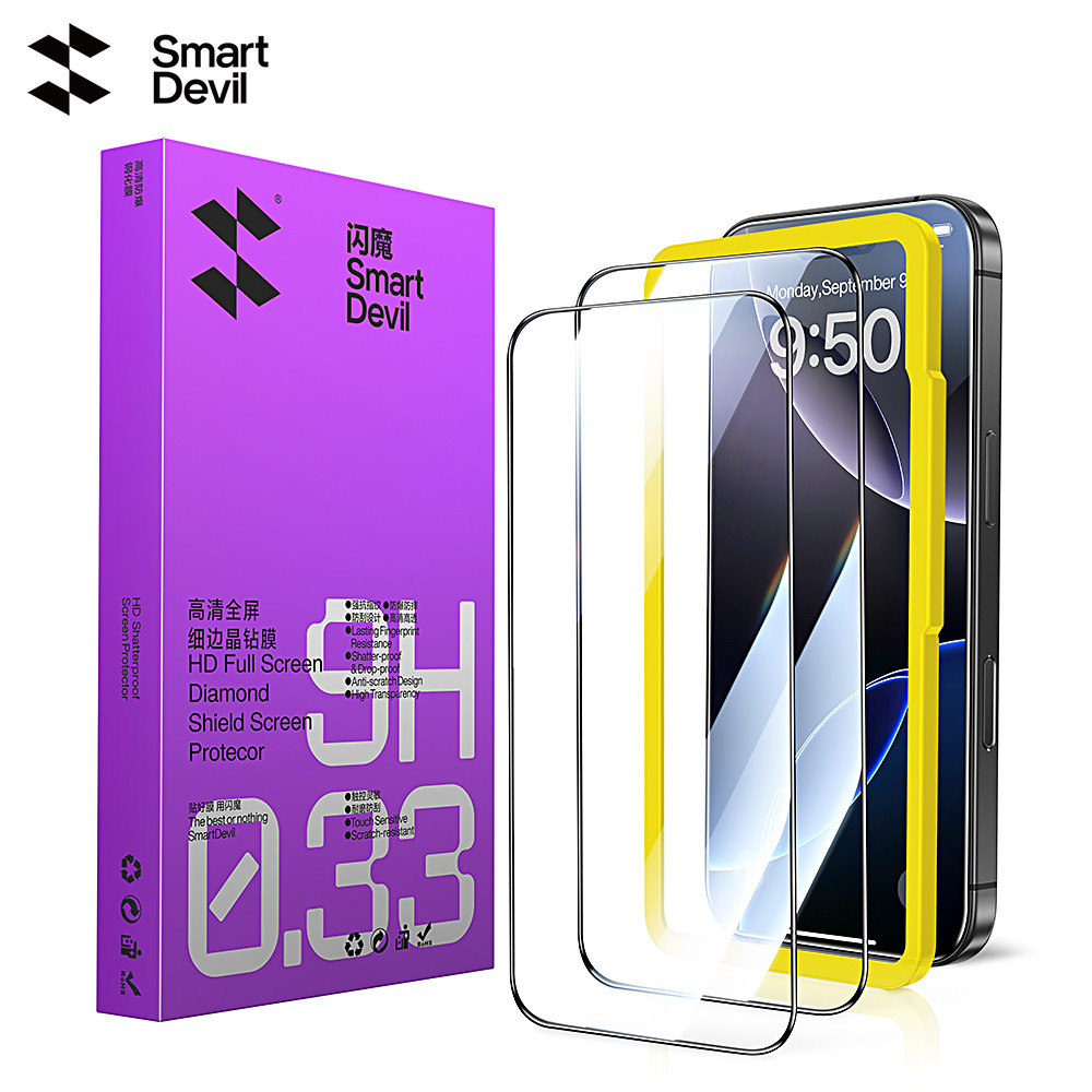 SmartDevil HD Fine Edge Crystal Tempered Glass For iPhone 17 Pro Max/17 ...