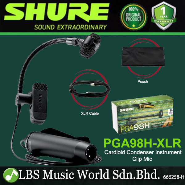 Shure PGA98H Cardioid Condenser Gooseneck Instrument Clip Microphone ...