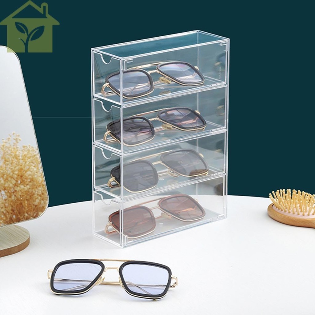 Glasses Storage Box 4 Layers Large Glasses Storage Box Multifunctional ...