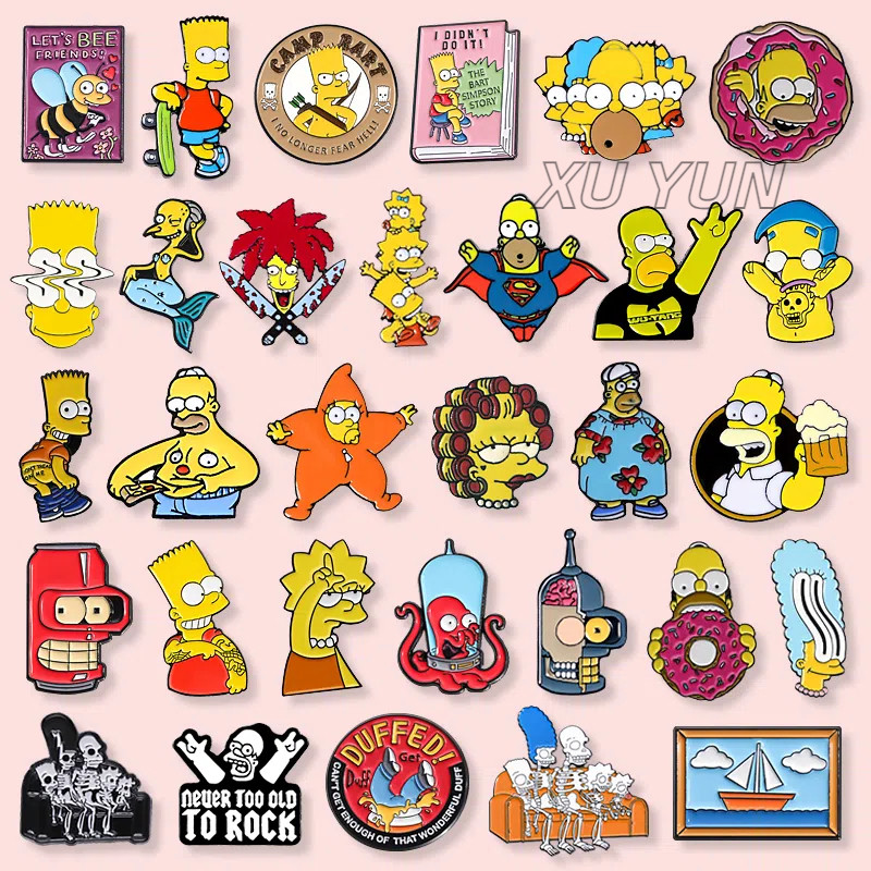 Cartoon Simpson Character Lapel Brooch Funny Anime Enamel Pin Design ...