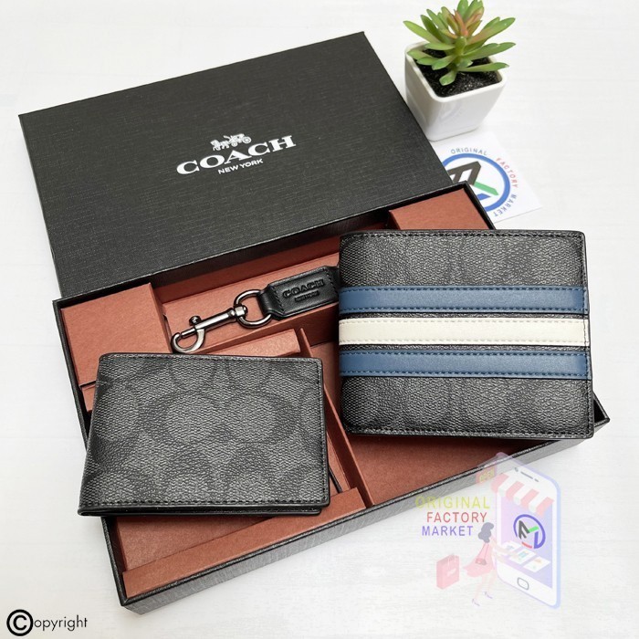 Coc Wallet 26072 Wallet Signature Varsity Strip Leather COC | Shopee ...