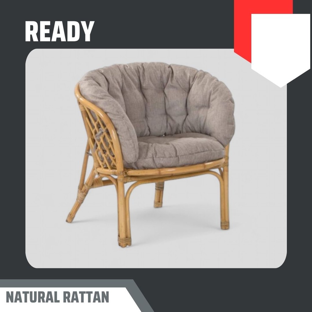 Bahama SOFA TERRACE CHAIR WITH NATURAL RATTAN SEAT PILLOW / MINIMALIST ...