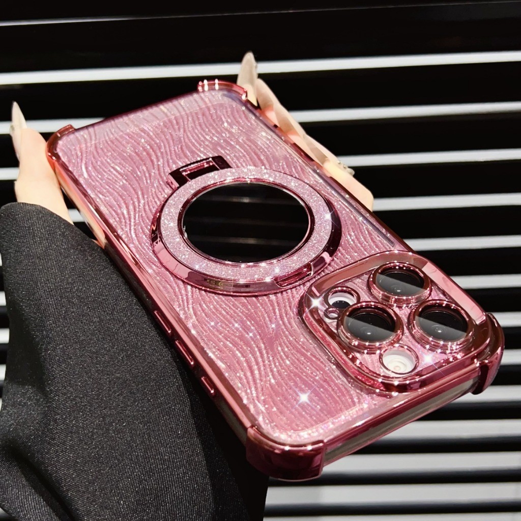 Luxury plating glitter magnetic case for iPhone 16 15 14 plus 13