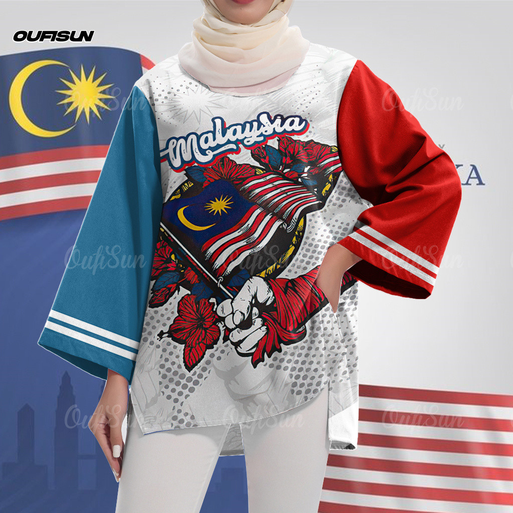1957 Malaysia Independence Day Baju 68th Merdeka Perempuan Red Bunga ...