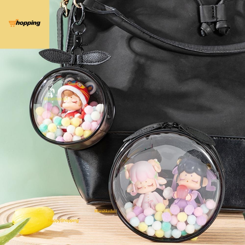 MK1 Round Portable Transparent PVC Mystery Doll Organizer Box Keychain ...