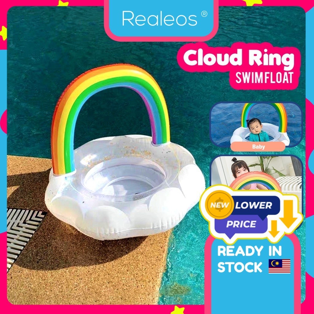 Realeos Rainbow Cloud Float Kids Swimming Float Life Baby Safety ...