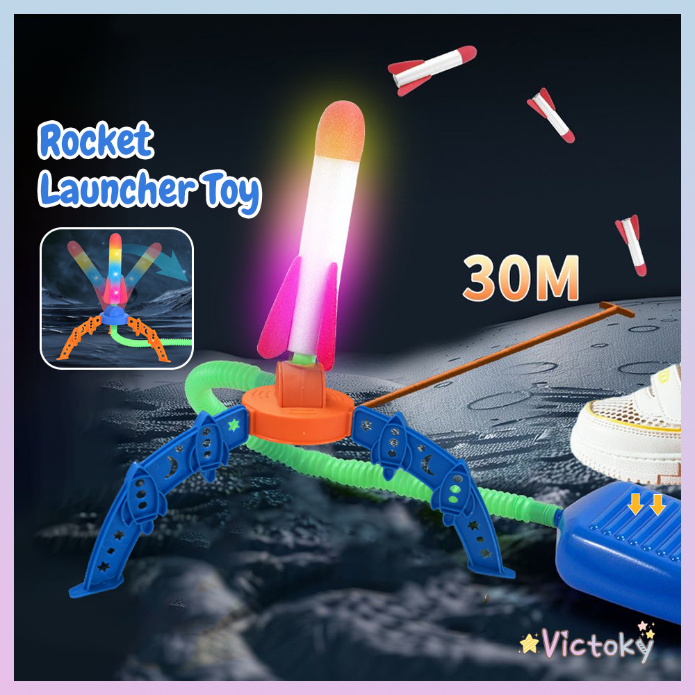 Victoky Rocket Launcher Toy Jump Air Rocket Flashing Flying Launcher ...