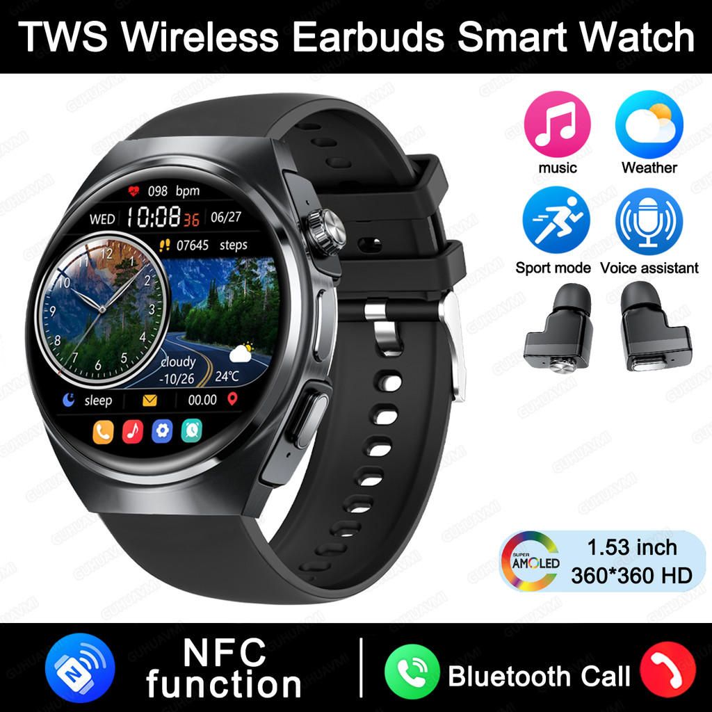 2024 New Smart Watch With Earbuds TWS Bluetooth in Earphone Health  Monitoring Sports Smartwatch