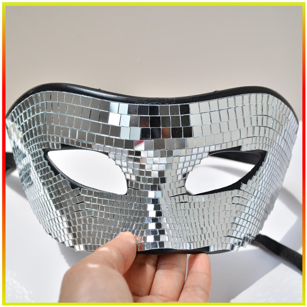 Glitter Mask Prom Mask Women Men Silver Mirror Eye Mask Halloween ...