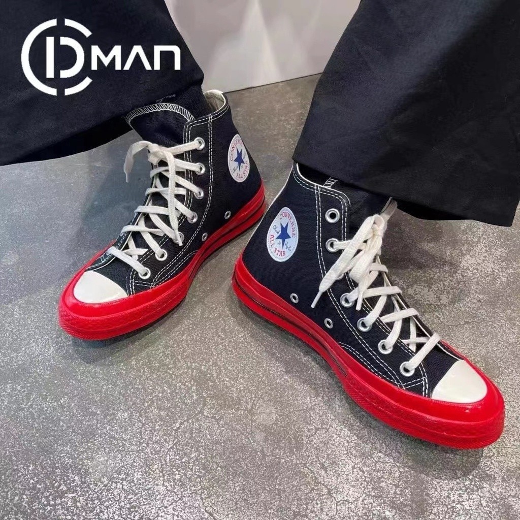 Converse comme des garcons main x chuck taylor semua bintang 1970s ox hitam dan merah krim kasut kanvas rendah atas Shopee Malaysia