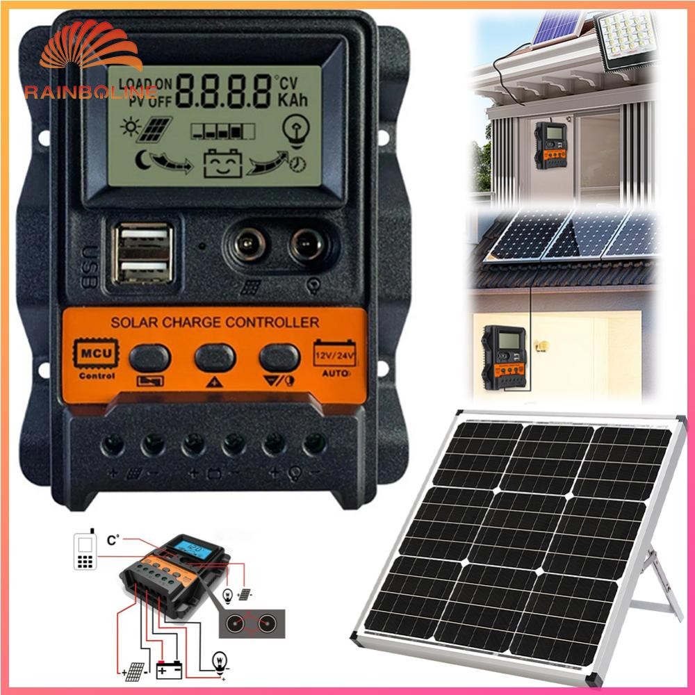 Rain 10A/20A/30A Solar Charge Controller LCD Display Solar Regulator ...