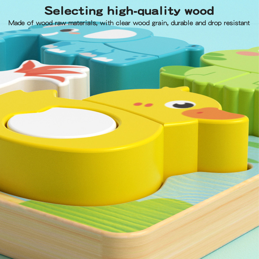 Bevavar Teka-Teki Kayu 3D 4 In 1 Animal Wooden Puzzle Thick Block ...