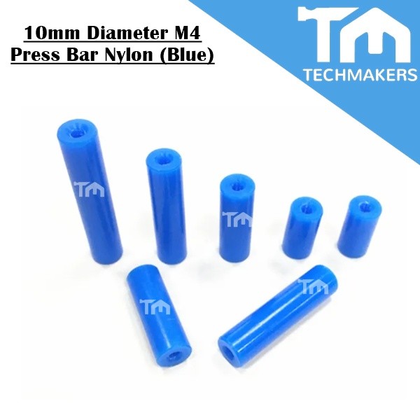 10mm Diameter M4 Press Bar Pressure Rod Nylon (Blue) PressBar Teflon for PCB Test Fixture Positioning Pin