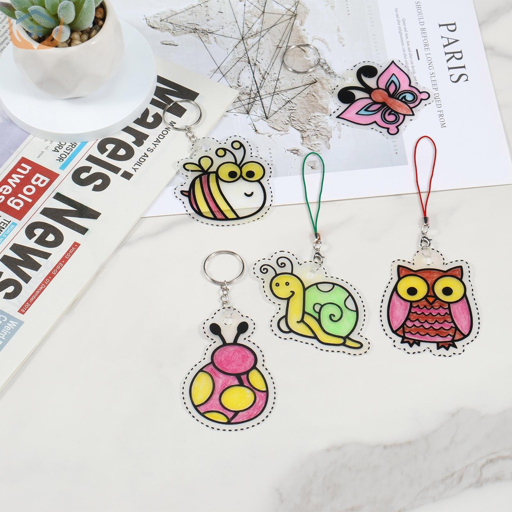 166Pcs Shrinky Dink Sheets Kit Practical Shrink Paper Keychain Kit with ...