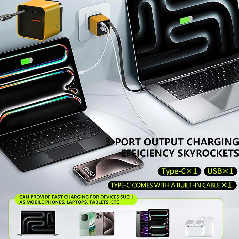 Scalable 80W Max Fast Charger Module with Type-C Cable & 2 USB Ports ...