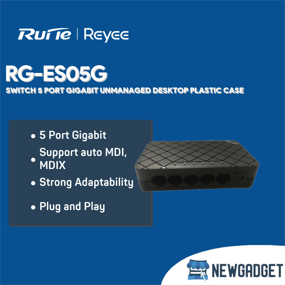 RUIJIE REYEE RG-ES05G SWITCH 5 PORT GIGABIT UNMANAGED DESKTOP PLASTIC ...