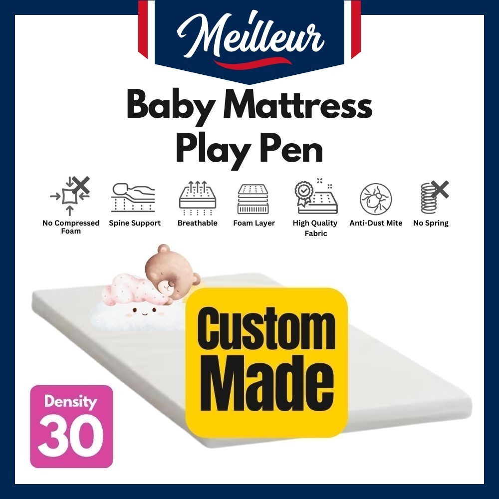 Meilleur Custom Made Playpen Tilam Bayi Pure Foam Baby Cot Mattress White Baby Mattress Shopee Malaysia