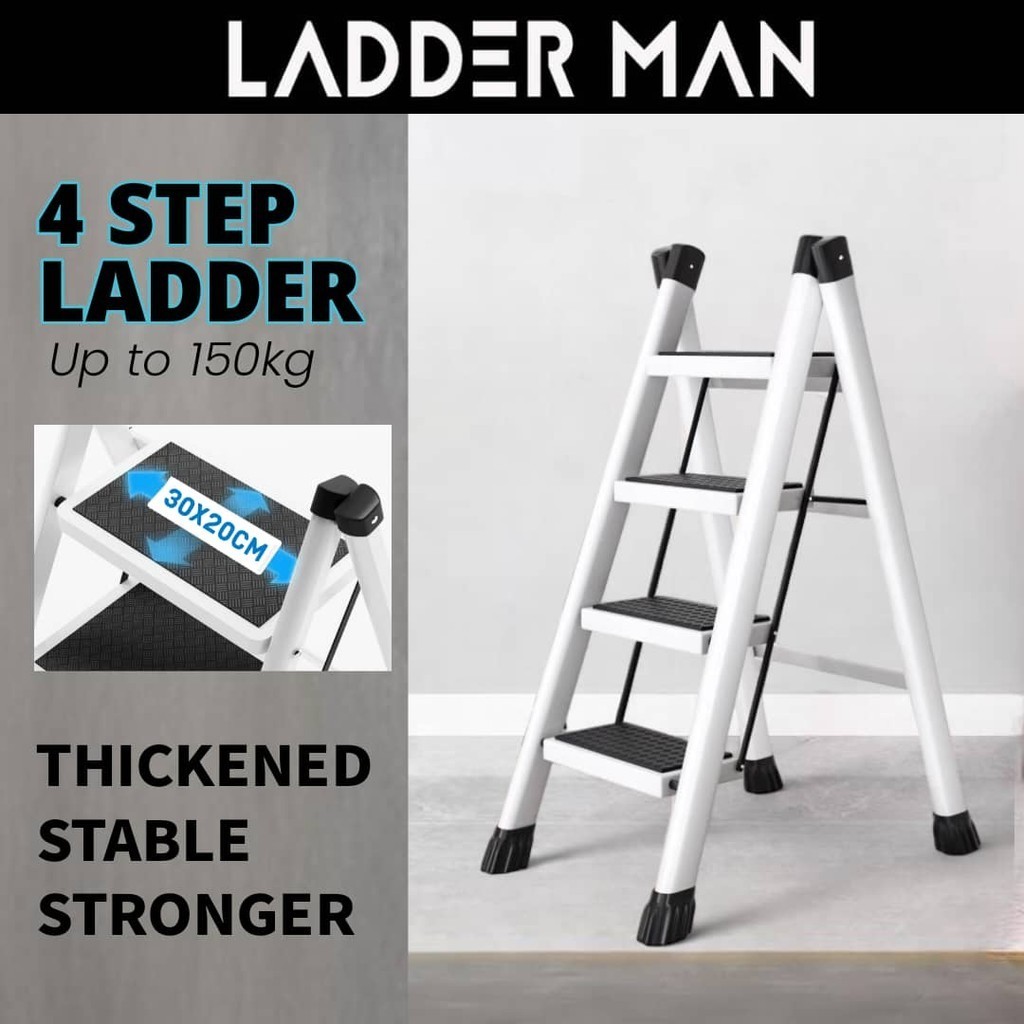 Tangga Lipat 4 Steps Foldable Portable Ladder Stool Steel Ladder Widen ...