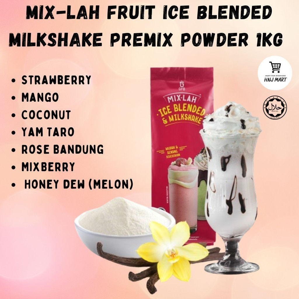 HALAL MIX-LAH Fruit Ice Blended Milkshake Premix Powder 1kg | Ice ...
