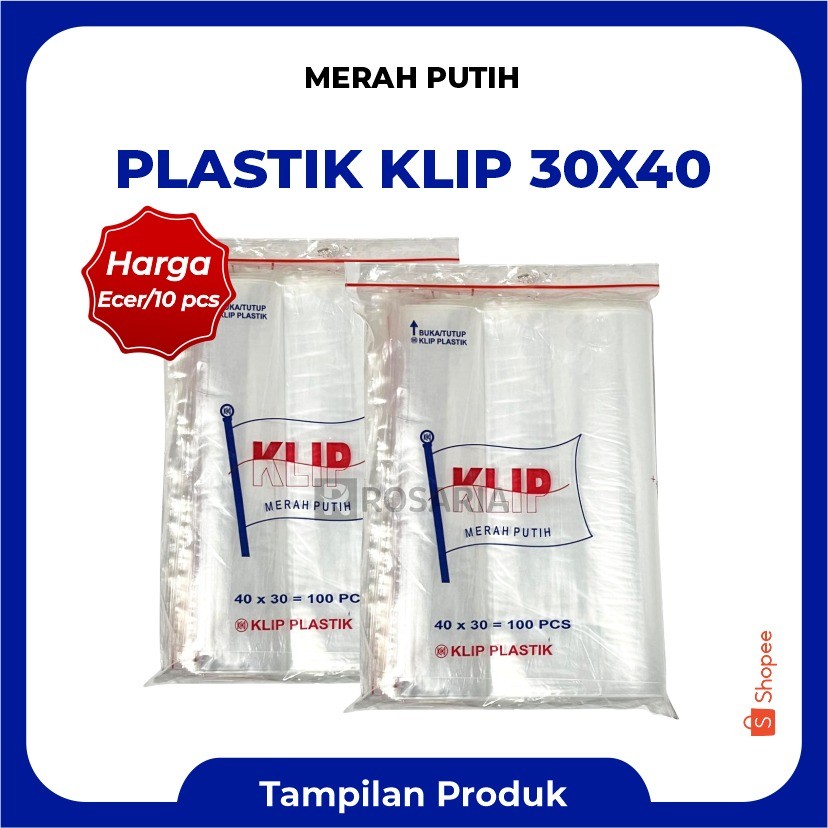 Retail] Plastic Clip 30X40 Zipperlock Multipurpose Clear Pouch (10Pcs ...
