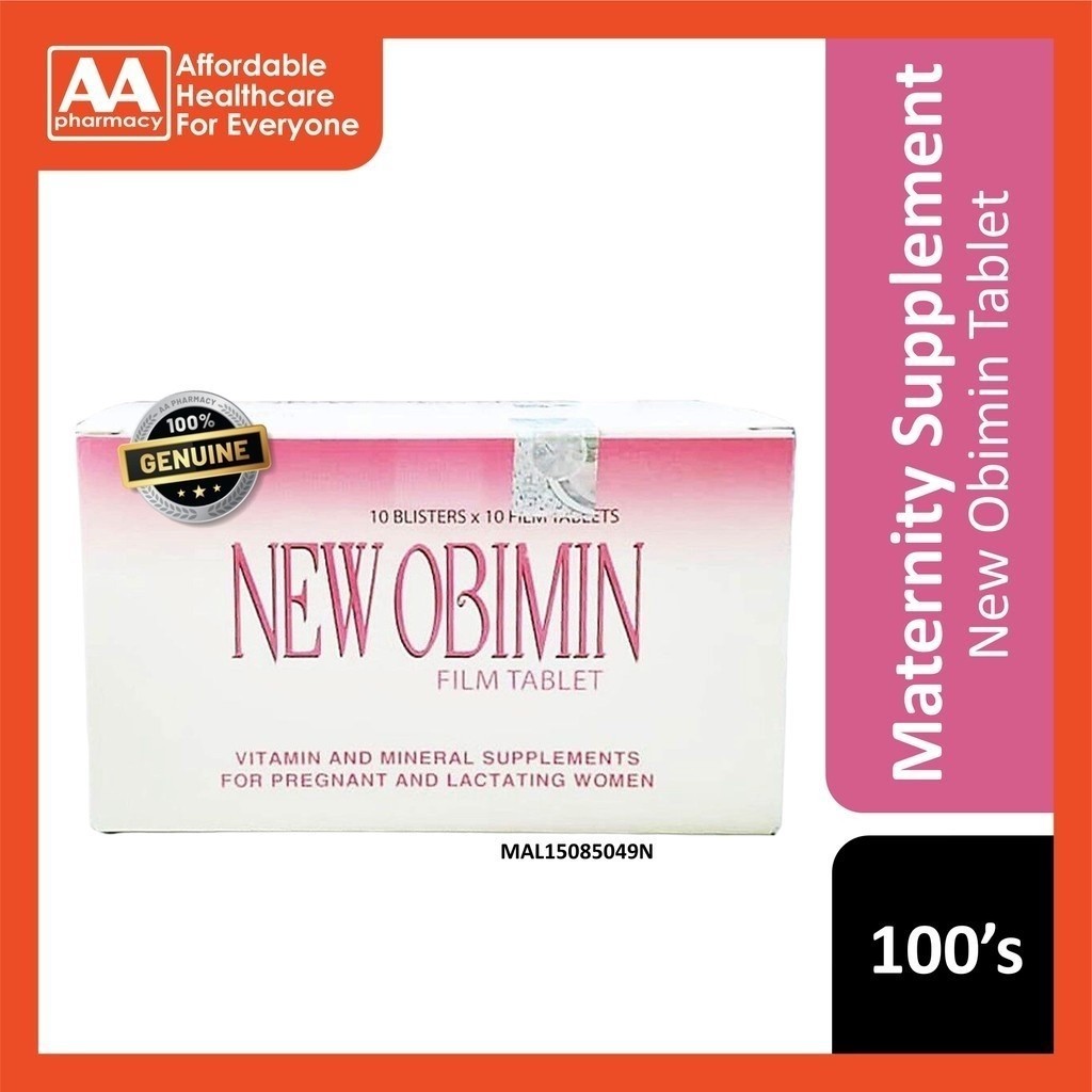 New Obimin Film Tablet 100's (For Pregnant & Lactating Women) | Shopee ...
