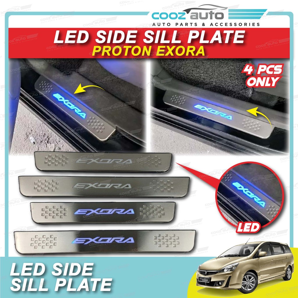 Proton Exora LED Door Side Sill Step Plates Blue Plat Tepi Pintu Kereta ...