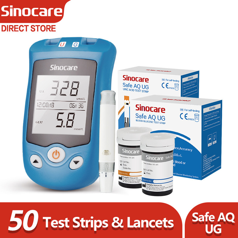 Sinocare Safe AQ UG Model Blood Glucose & Uric Acid 2 in 1 Meter ...