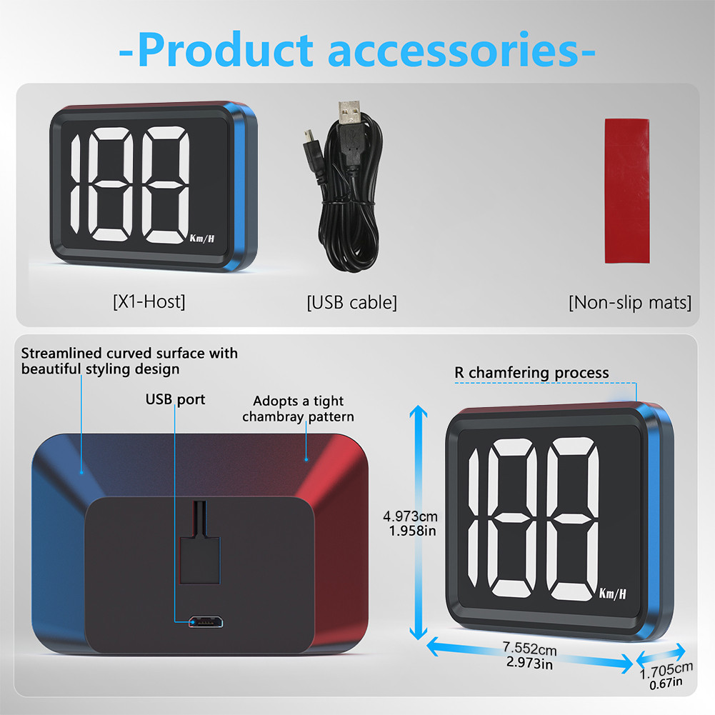 GPS KMH MPH HUD Digital Speed Meter Gauge Speed Meter Head Up Display ...