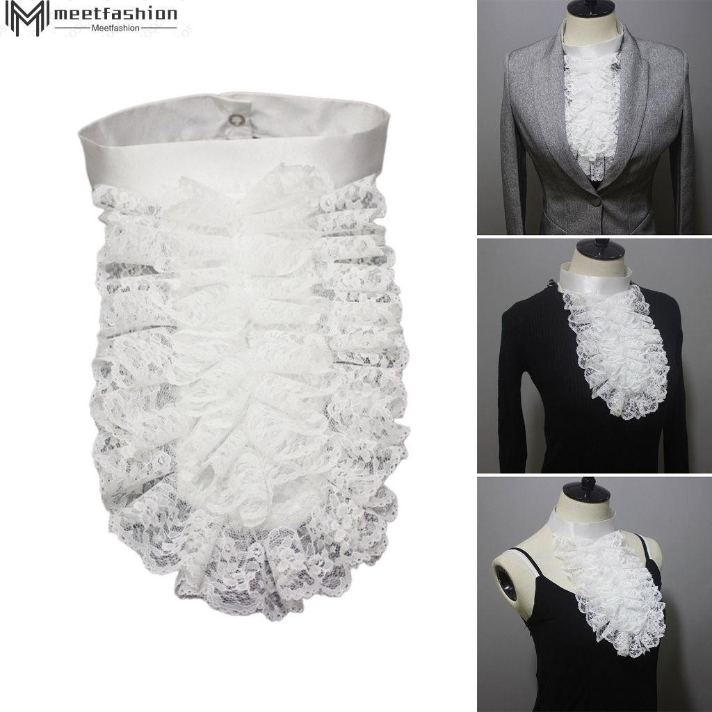 Victorian Colonial Style Lace Jabot Collar - Ruffled Neck Tie for Shirt ...