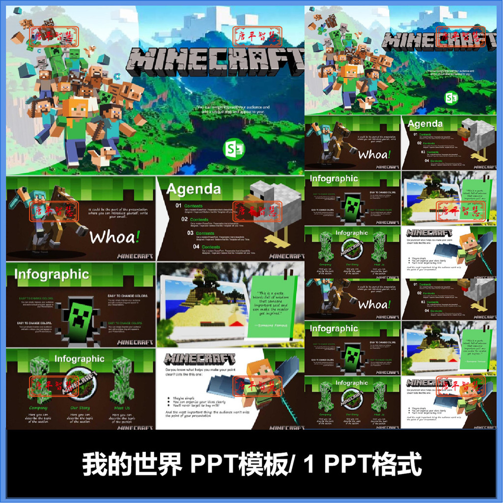 POWERPOINT TEMPLATE 48 | ⛏️ Minecraft English Infographic Icon Editable ...