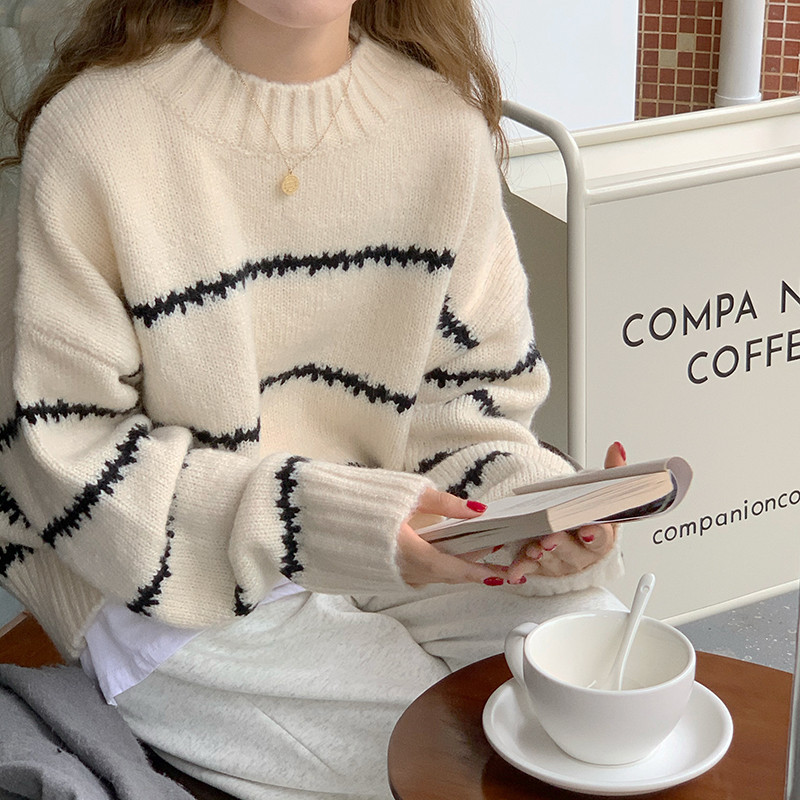 Retro Japanese Lazy Loose Sweater Women Thickened Autumn Winter New ...