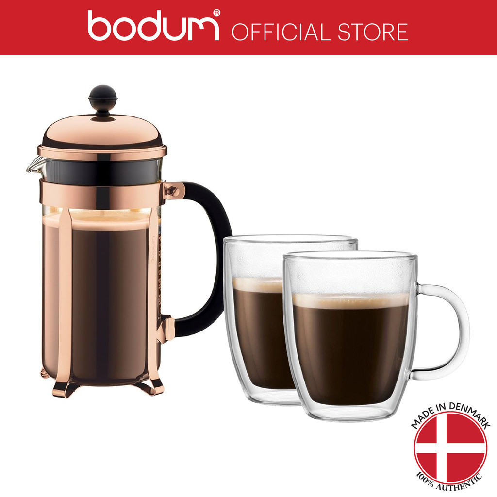 Bodum Chambord French Press Coffee Maker 8 Cup 1L Copper Bodum Bistro Mug Double Wall 0.3L 2 Pcs Shopee Malaysia