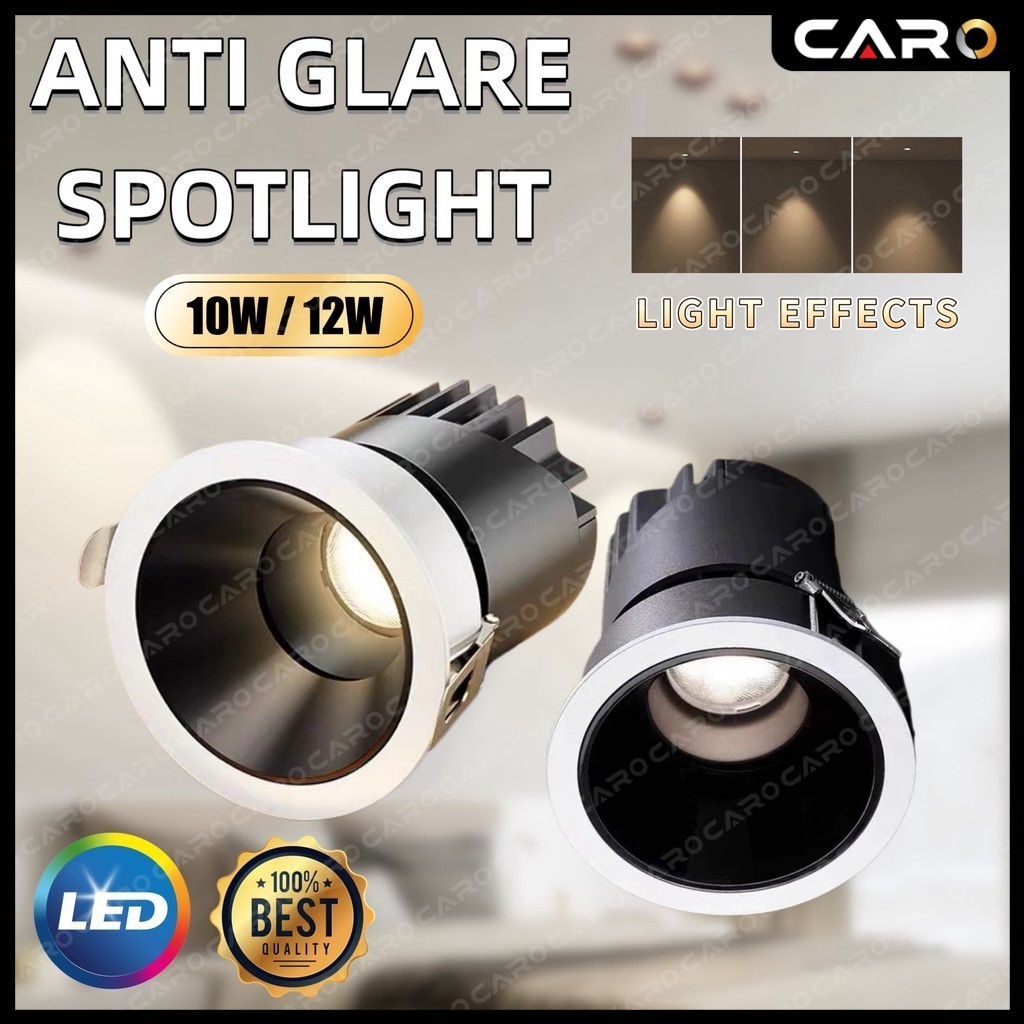 ANTI GLARE 10W 12W COB RECESSED CEILING SPOTLIGHT LED EYEBALL LIGHT ...