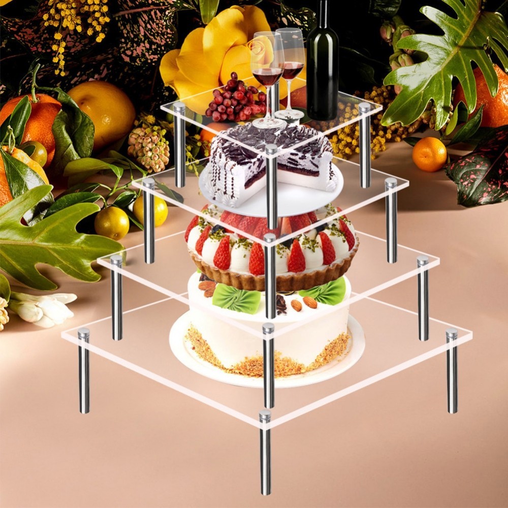 Brand New Cake Stand Dessert Display Acrylic Clear 2mm Thick Cupcake ...