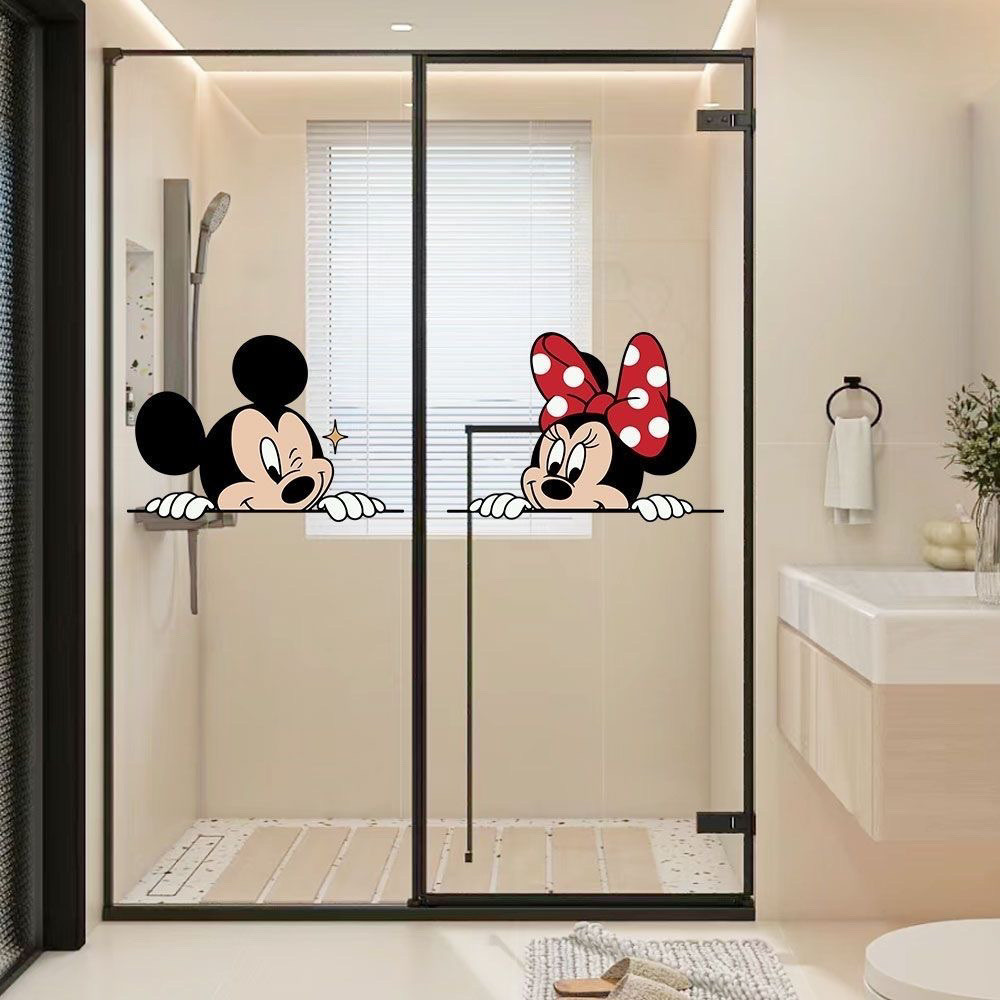 Mickey Mouse Bathroom Window Grille Decoration Stickers Kitchen Sliding ...