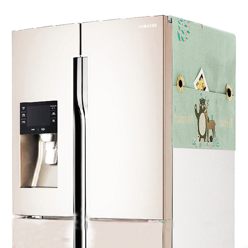 Large Double Door Refrigerator Cover Fabric Simple Opposite Door