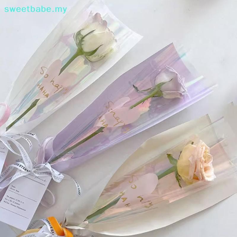 SWEETBABE 10pcs Single Rose Sleeves Flower Wrapping Bag Bouquet ...